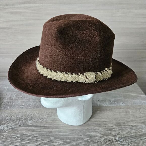 Adam 101 Corral Adam Western Cowboy Felt Hat Mens Size Small 6 3/4 Pampa Brown - Picture 2 of 16